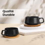 MIAMIO - 4 x 320 ml tasses à café/set de tasses et soucoupes/tasses à café en grès élégantes et modernes - Set Luxe collection 4