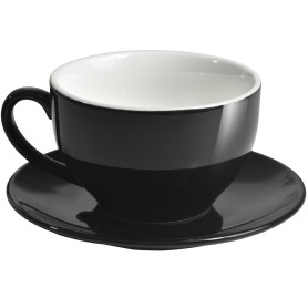 ionEgg Tasse à café en porcelaine avec soucoupe pour cappuccino, latte et thé Noir 220 ml
