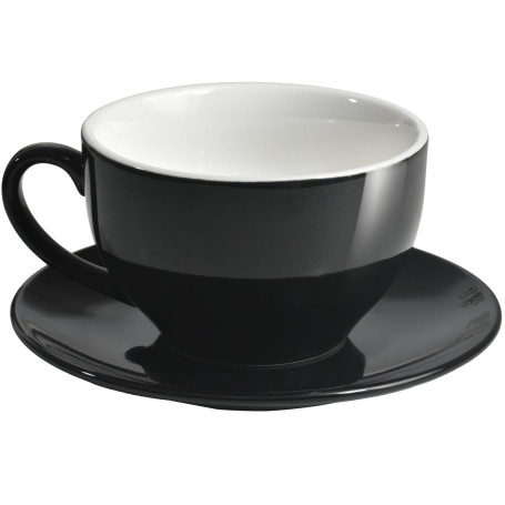 ionEgg Tasse à café en porcelaine avec soucoupe pour cappuccino, latte et thé Noir 220 ml