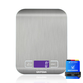 GRIFEMA GA2002 Balance de Cuisine Électronique de Haute Précision 5000g/1g avec Écran LCD Rétroéclairé, 6 Unités et Fonction Tar