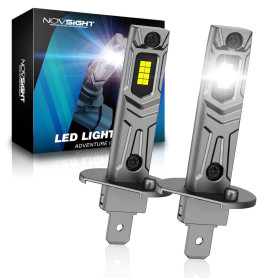 NOVSIGHT Ampoule H1 LED - 1:1 Taille Design 24000LM 6500K Blanc Puissant H1 LED 600% Luminosité Kit de Conversion Halogène Ampou