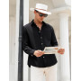 iClosam Chemise Homme Manches Longues Été Coton Chemises Texture de Lin Couleur Unie
