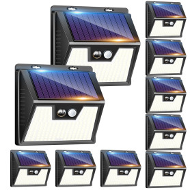 kolpop Lampe Solaire Exterieur Detecteur de Movement Lot de 10, 167 LED/3 Modes Lumiere Solaire, Étanche Eclairage Exterieur Mur