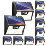 kolpop Lampe Solaire Exterieur Detecteur de Movement Lot de 10, 167 LED/3 Modes Lumiere Solaire, Étanche Eclairage Exterieur Mur