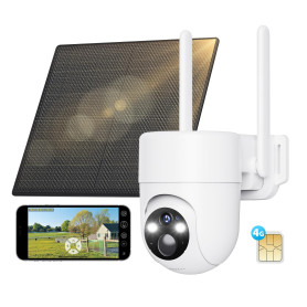SEHMUA 3G/4G LTE Camera Surveillance Exterieure sans Fil, Camera Solaire 4G avec Carte Sim, Détection Humaine PIR et Alarmes de 