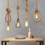 ZHIQIN 2 Pièces E27 Suspension Luminaire Induistrielle Lumière Suspendue De Corde de Chanvre Lampe Vintage Réglable Lampe Lustre