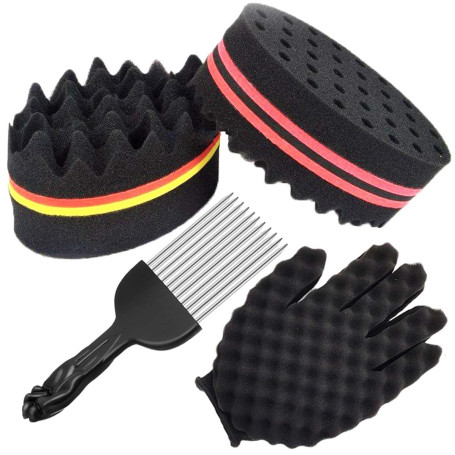 ARJDXDP Twist Curl Eponge,Double Side Deux en Un Twist Magic Hair éponge, 4 pièces de brosse éponge ovale pour cheveux bouclés a