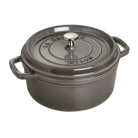 STAUB Cocotte en Fonte Émaillée avec Couvercle, Tous feux dont induction, 4 personnes, Ronde, 24 cm, 3,80 L, 5 kg, Gris Graphite