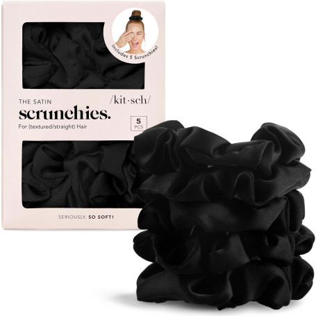 Kitsch Chouchous en Soie pour Femmes - Chouchous Satin pour Tous Types et Textures de Cheveux, Élastiques Sans Marque pour Fille