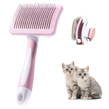 Vinabo Brosse Autonettoyante Pour Animaux de Compagnie,Brosse Pour Poils Longs et Courts,Pour Chiens Chats Eliminer Efficacement