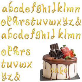 IBXWMNG 54pcs lettres de l'alphabet en acrylique doré pour décoration de gâteau,Chiffres de lettres minuscules de A à Z pour Mar