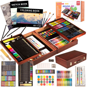 KINSPORY Mallette Dessin Enfant, 168 pièces coloriage kit Dessin Enfant, Sets de Dessin, Art Set, Mallette de Coloriage