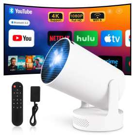 Projecteur Video Mini Videoprojecteur 4k Retroprojecteur Android 11 WiFi 6/BT 5.4 1080P Full HD Supporté pour TÉLÉPhone PC Lap S