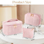 Aucuu Trousses de Maquillage, Lot de 3 Trousse Maquillage en Velours Côtelé, Trousse de Toilette Femme, Trousses Cosmétique de V