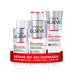 L'Oréal Paris - Routine Capillaire Réparatrice pour Cheveux Abîmés & Sur-Sollicités - Pré-Shampooing + Shampooing + Démêlant - C