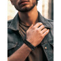 Richsteel Bracelet Homme Plaqué Or/Noir/Acier Inoxydable 19/21/23cm de Longueur - Chaîne Gourmaette Maille Grosse 8/12/17mm de L