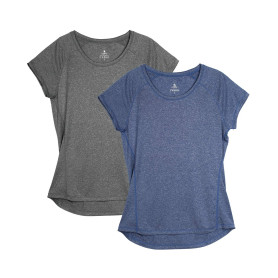 icyzone T-Shirts de Sport Femme à Manche Courtes Tops de Course à Pied Fitness Jogging Tee Shirts, Lot de 2