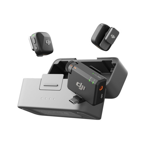DJI Mic Mini (2 TX + 1 RX + Boîtier de Recharge), Ultra-léger, Audio de HQ, 48 h d’Utilisation, Annulation du Bruit, Limite Auto