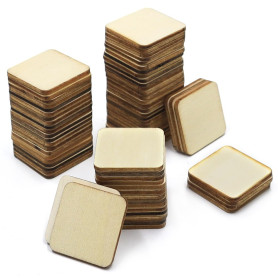 lyualma 200 Pièces Bois Carré Tranches 3x3 cm Feuilles de Bois de Balsa Vierges Carrées Artisanat Tranche Bois Brut pour L'Artis