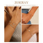 ZOERAY Bracelet Femme Argent Or en Trefle à 4 Feuilles Réglable Bracelet 18K Plaqué Or en Zircon Cubique Papillon Fleur Bracelet
