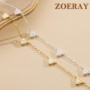ZOERAY Bracelet Femme Argent Or en Trefle à 4 Feuilles Réglable Bracelet 18K Plaqué Or en Zircon Cubique Papillon Fleur Bracelet