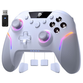 EasySMX Manette PC Sans Fil avec RGB/Hall Joystick Déclencheur, X20 Manette Switch Bluetooth Rechargeable Batterie 1000mAh, Mane
