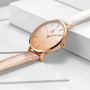 SK Montre pour Femme Ultra Fine et Minimaliste avec Deux Aiguilles et Bracelet en Cuir
