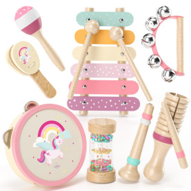 Lehoo Castle Jouet Enfant Instrument de Musique, Bebe Xylophone Musicaux Montessori Jouet en Bois Bebe Jouet Cadeau Fille Garçon