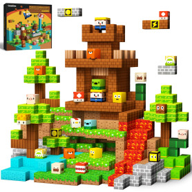 GobiDex Construction Magnetique Enfant 100 Pièces, Aventure du Bûcheron, Cubes Magnétiques, Cadeau pour Garçon et Fille, Jeu pou