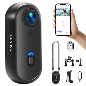 NinjaCam Mini Caméra Sport 4K WiFi, 360° Camera Vlog, Caméra d'action pour Casque de Moto, Bodycam Portable Étanche jusqu'à 30M,