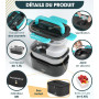 TRAVELISIMO Gamelle Chauffante 80W Lunch Box Chauffante 1,5L Chauffe Plat Voiture 3 en 1 220V 24V 12V, Gamelle Chauffante Allume