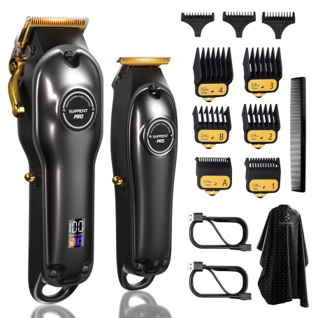 SUPRENT Tondeuse à Cheveux Professionnelle pour Homme-Kit de Coupe de Cheveux et Tondeuse à Lame en T Zero Gap, Ensemble de Tond