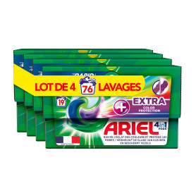 Ariel 4en1 PODS Lessive Liquide En Capsules 76 Lavages (4x19 Tablettes), Extra Color Protection, Renouvelle L'Éclat Des Couleurs