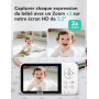 GHB Babyphone Caméra Bébé Surveillance 3,2 inches LCD Batterie 2100mAh Capteur de Température Vision Nocturne 2X Zoom Audio Bidi