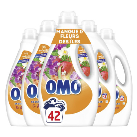 OMO - Lessive liquide En Mangue d'Évasion - 210 lavages - Mangue et Fleurs des îles - propreté éclatante & parfum longue durée a