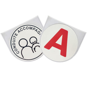 2 Pochettes Adhésives + 2 Disques Réversibles A Jeune Conducteur - Conduite Accompagnée | Fabriqué en France | Etui Adhésif Tran