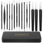 Extracteur Point Noir, IUMAKEVP 15 Pièces Tire Comédons Pince Professionnels en Acier Inoxydable pour Enlever Boutons, Acnés, Bo