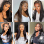 Xtrend 24 Pouces Bandeau Perruque Longue Droite Noir Aucun Lace Front Perruque Sans Colle Bandeau Perruques Aspect Naturel Perru