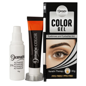 Kit de Teinture pour Cils et Sourcils Demure avec Kératine, sans PPD, sans Ammoniaque, 20+ Applications, Effet jusqu'à 4 Semaine