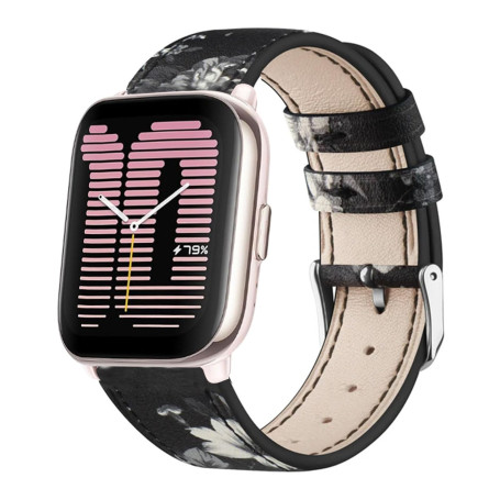 Bracelets de Montre en Cuir pour Amazfit Active Bracelet, avec Boucle en Acier Inoxydable Réglable pour Hommes Femmes Cuir Vérit