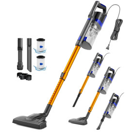 VACTechPro 60KPa/600W/7M Aspirateur, Aspirateur Balai avec Dépoussiéreur 800ML, Aspirateur Balai avec Fil avec Design à Double P
