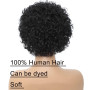 Perruque bandeau cheveux humains pour femmes, Perruque Cheveux Humains bouclée densité 150% Short Curly Headband Wig (noir)