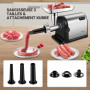 Hachoir a viande AOBOSI 3-IN-1 Hachoir à viande électrique avec 3 plaques de coupe en inox, 1 Kubbe et 3 tubes de remplissage po