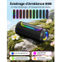UOHHBOE Enceinte Bluetooth 30W Enceintes Portable Bluetooth 5.4 sans Fil Autonomie 30H Enceinte Puissante 3600mAh 360° TWS Lumiè