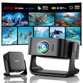 [Smart TV OS & HDR10+ & 3D Sound] 4K Vidéoprojecteur avec WiFi 6 et Bluetooth 5.4, Built-in Smart OS & Apps & Dual Speakers, 108