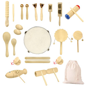 Ulifeme Jouet Instrument Musique Bois, 27 Pièces Instrument de Musique pour Enfant et Bebe, Ensemble de Jouets 100% Bois Pur, Ki