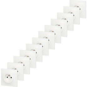 LEGRAND - Prise Electrique Murale avec Terre Neptune - Prise 2P+T Monobloc - Fixation à Griffes/Vis - Blanc - Lot de 12