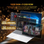 15,6" FHD Ordinateur Portable CPU N95 16 Go DDR4 RAM, 512 Go SSD Déverrouillage Par Empreinte Digitale Clavier Rétroéclairé Win1