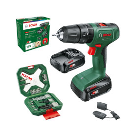 Bosch Home And Garden 06039D8109 Perceuse-visseuse Ã€ Percussion Sans Fil 18 V-40 (2x Batterie 2,0 Ah, Système 18 V, De Forets 3