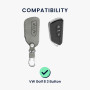kwmobile Accessoire Clef de Voiture Compatible avec VW Golf 8 3-Bouton - Coque de Clé de Voiture en Nubuck - Don't Touch My Key 